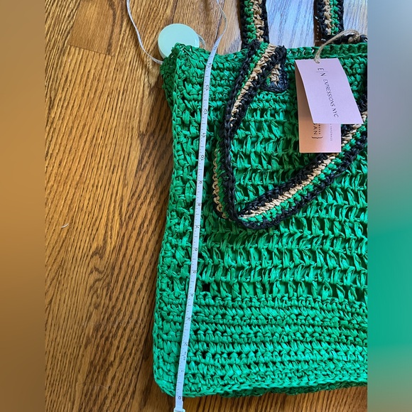 NWT E N EXPRESSIONS Woven Boho Tote Bag Vegan - Picture 9 of 13